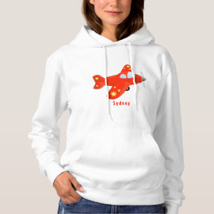 Pull À Capuche Caricature de vol d'avion rouge mignon