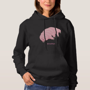 Pull À Capuche Caricature d'ours d'eau tardigrade rose mignon