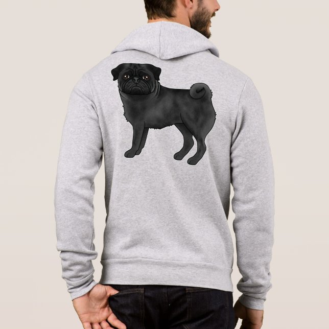 Pull À Capuche Carlin Noir Mops Chien Se Reproduire Pour Propriét (Dos)