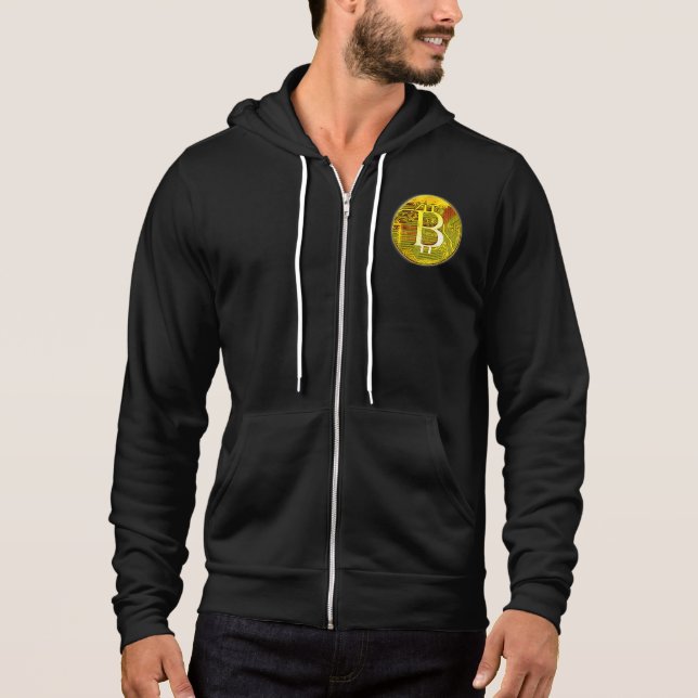 Pull À Capuche Carte Bitcoin Cryptomonnaie et circuit (Devant)