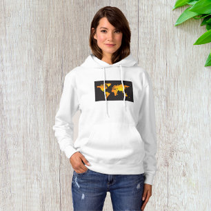 Pull À Capuche Carte du monde lumineux en orange et jaune