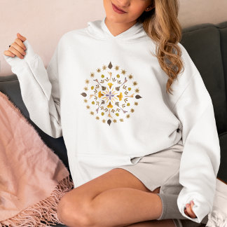 Pull À Capuche Cercle Botanique Fleur Pressée D'après l'Original 