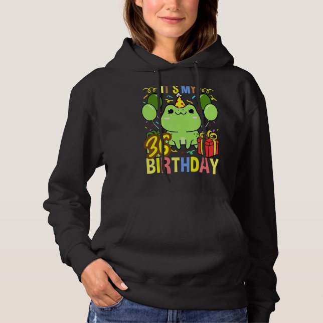 Pull À Capuche C'est ma 36e grenouille d'anniversaire (Devant)