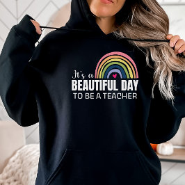 Pull À Capuche C'est un beau professeur de jour Rainbow Black Swe
