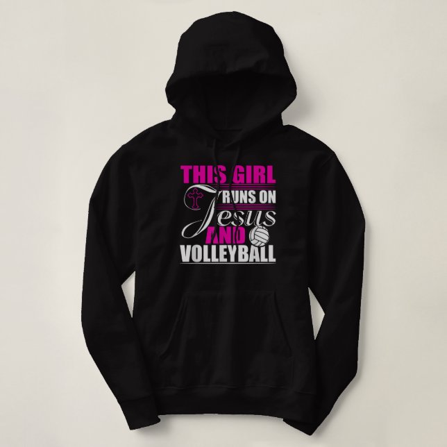 Pull À Capuche Cette fille tourne sur Jésus et Volleyball Christi (Design devant)