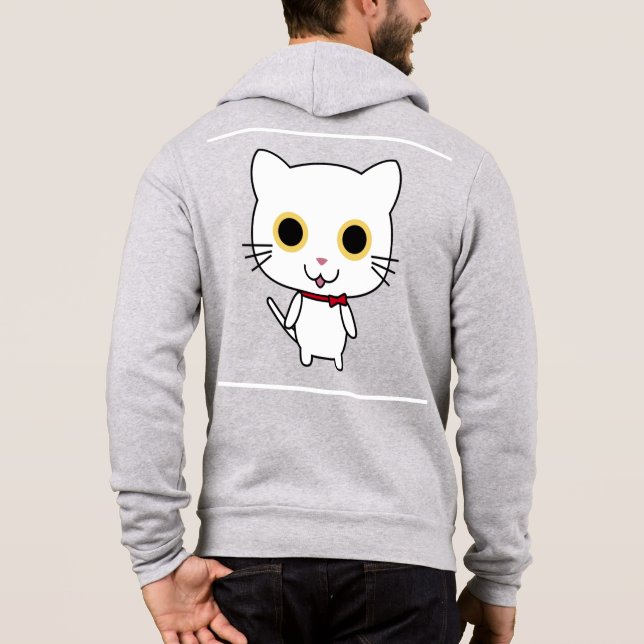 Pull À Capuche Chat Anthropomorphe Blanc (Dos)