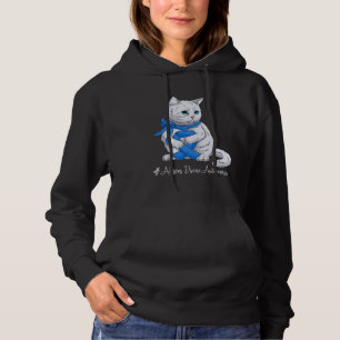 Pull À Capuche Chat au ruban bleu du Mois de sensibilisation à la