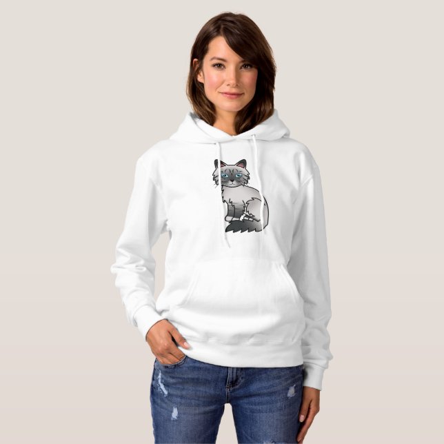 Pull À Capuche Chat de dessin animé mignon Birman / Ragdoll Tabby (Devant entier)