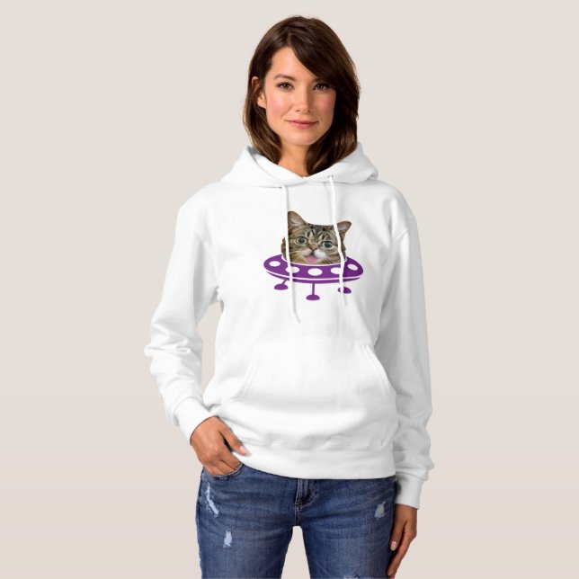 Pull À Capuche Chat de l'espace (Devant entier)