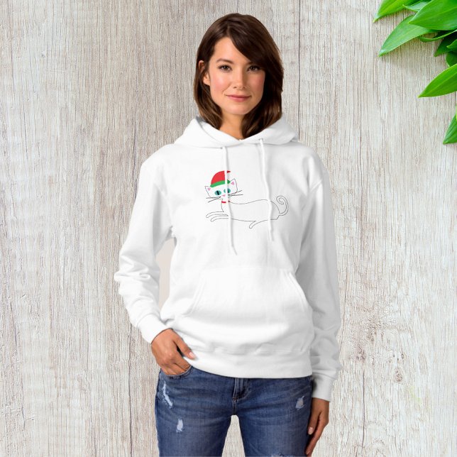 Pull À Capuche Chat de Noël portant un chapeau de Père Noël (Créateur téléchargé)