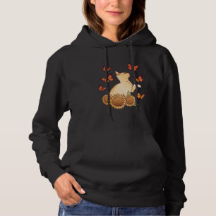 Pull À Capuche Chat de tournesol et de papillons