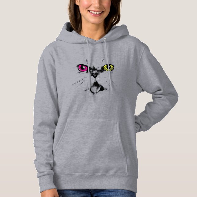 Pull À Capuche Chat Kitty Peint Artistique (Devant)