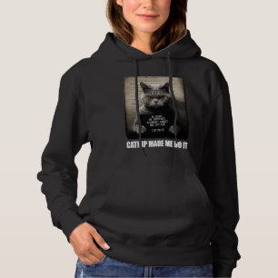 Pull À Capuche Chat Mugshot Catnip M'a fait le faire Gris Chat Ch
