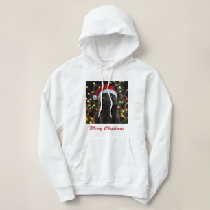 Pull À Capuche Chat Noir de Noël - Chapeau de Père Noël Photo per