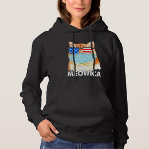 Pull À Capuche Chat Porter Masque 4 Juillet Meowica Drapeau Améri