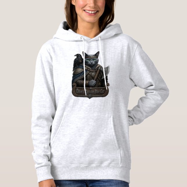 Pull À Capuche Chat Russe Bleu Noble Odin (Devant)