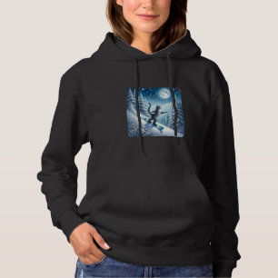 Pull À Capuche Chat Snowboard Gracieusement Sous Starry Winter Sk