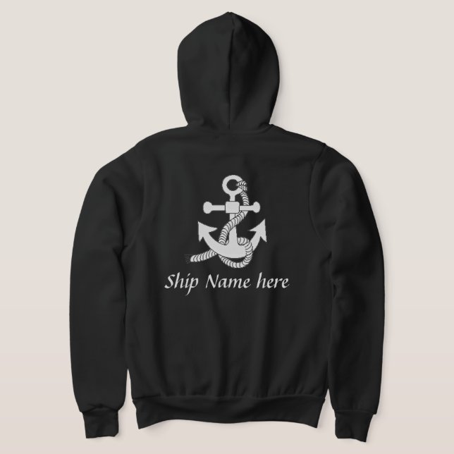 Pull À Capuche Chemise - Ancre de navire avec nom (dos) (Couchage Retour)