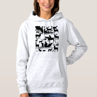 Pull À Capuche Chemise de Noël pour dames avec Santa et cerfs