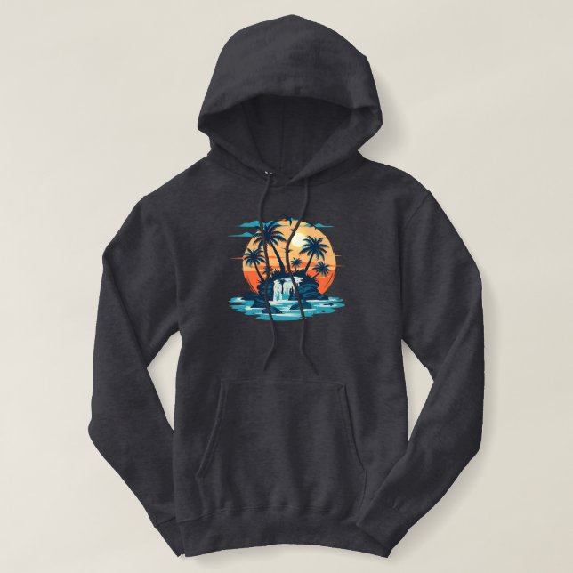 Pull À Capuche Chemise graphique Tropical Sunset Waterfall (Design devant)