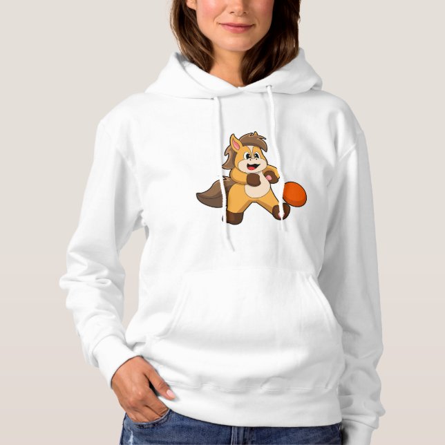 Pull À Capuche Cheval comme joueur de football avec balle de foot (Devant)