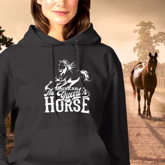 Pull À Capuche Cheval de quart américain Cowgirl sauvage ouest ou (American quarter horse Cowgirl wild west western Hoodie)