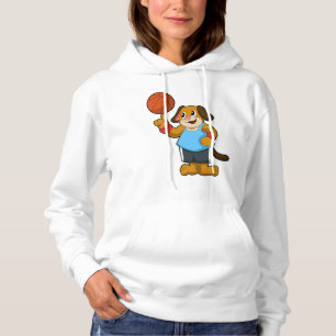 Pull À Capuche Chien comme joueur de basket-ball avec basket-ball