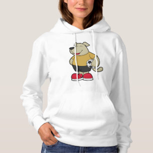 Pull À Capuche Chien comme joueur de football avec balle de footb
