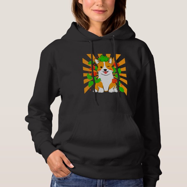 Pull À Capuche Chien Corgi Fleur (Devant)