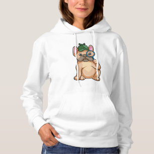Pull À Capuche Chien de taureau français en détective avec du ver