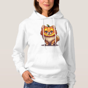 Pull À Capuche Chien Pomeranian Masque de Citrouille