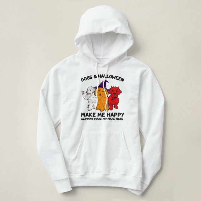 Pull À Capuche Chiens de caniche et Halloween me rendent heureux  (Design devant)