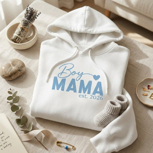 Pull À Capuche Citation Maman de Garçon Année Établie Mode Matern