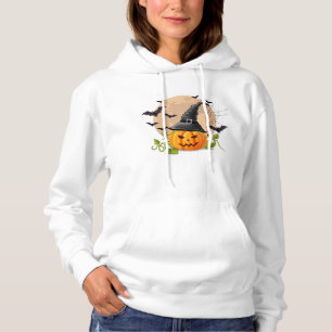 Pull À Capuche Citrouille de chauves-souris et lune