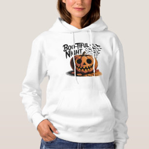 Pull À Capuche Citrouille souriant avec feuilles d'automne design