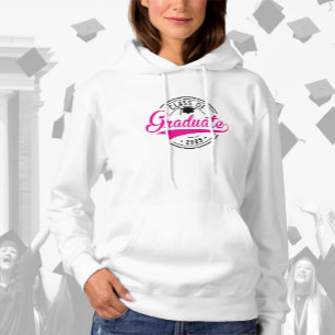 Pull À Capuche Classe de 2025 Graduate Hot Pink Script