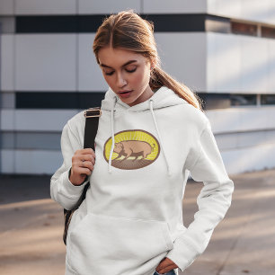 Pull À Capuche Cochon de ferme rétro avec Sunburst