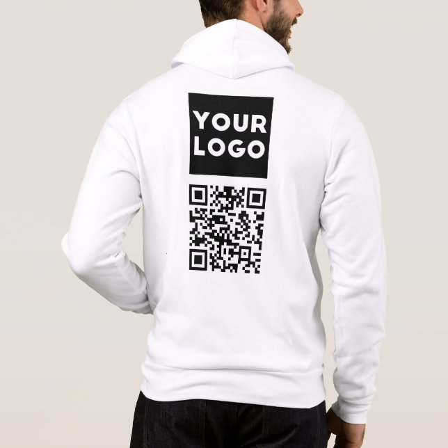 Pull À Capuche Code QR modifiable & Votre logo ou image d'entrepr (Dos)