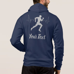 Pull À Capuche Coeur Beat Runner Personnalisé Marine Bleu
