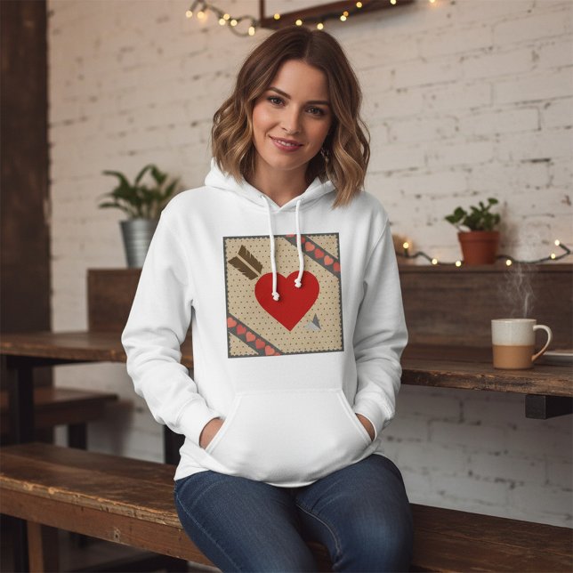 Pull À Capuche Coeur mignon avec flèche Romantique Valentines Mot (Créateur téléchargé)