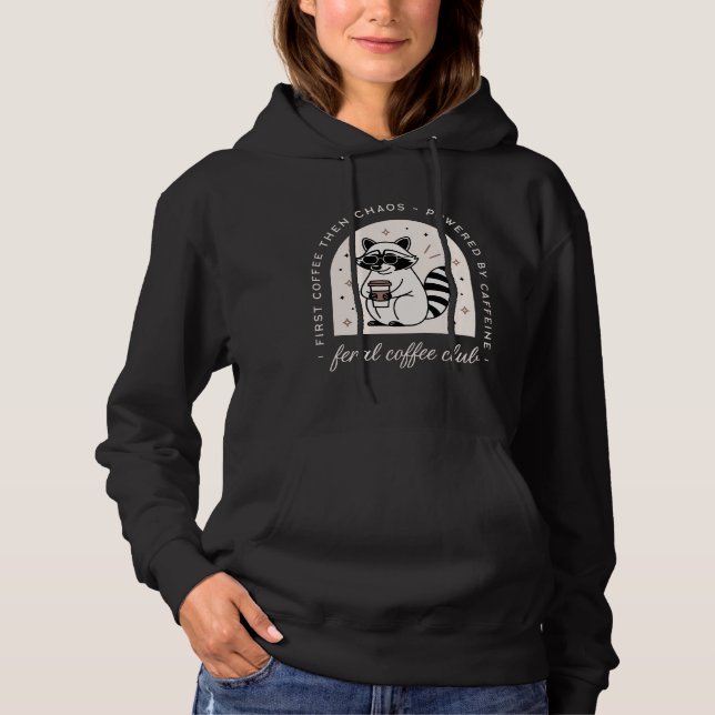 Pull À Capuche Coffee club amusant ferreux raccoon amoureux (Devant)