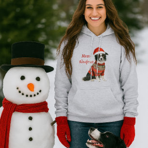 Pull À Capuche Collie de Border Noël Amateur de Chien