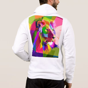 Pull À Capuche Conception d'art pop prismatique coloré de lion