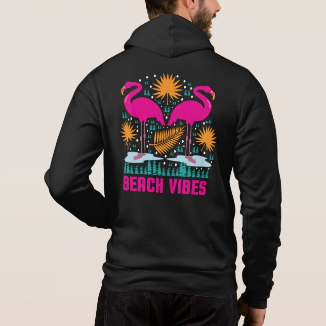 Pull À Capuche Conception de flamants roses de vibes de plage (Dos)