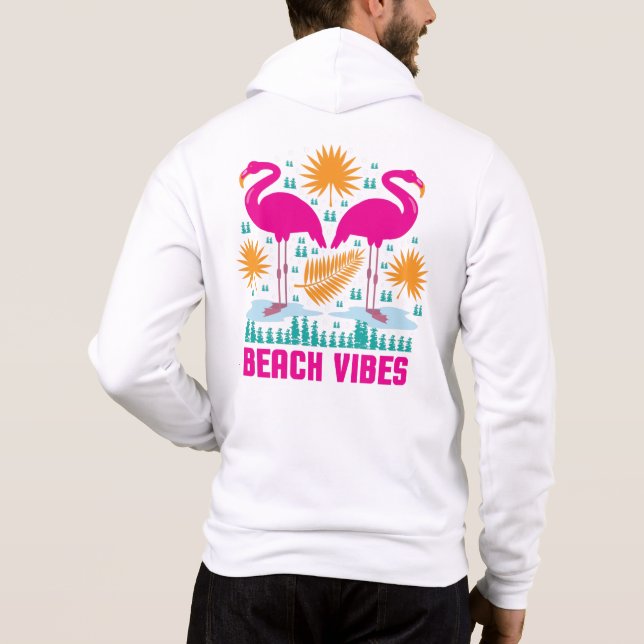 Pull À Capuche Conception de flamants roses de vibes de plage (Dos)