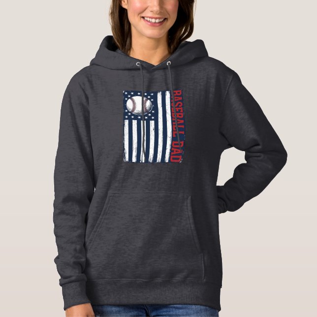 Pull À Capuche Conception de maillot de drapeau de papa de baseba (Devant)