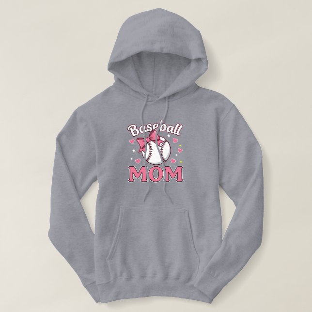 Pull À Capuche Conception de maman de baseball rose mignonne (Design devant)