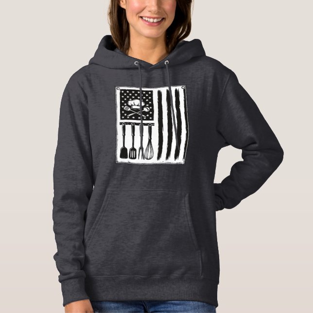 Pull À Capuche Conception de T-shirt Ustensiles de Cuisine Drapea (Devant)
