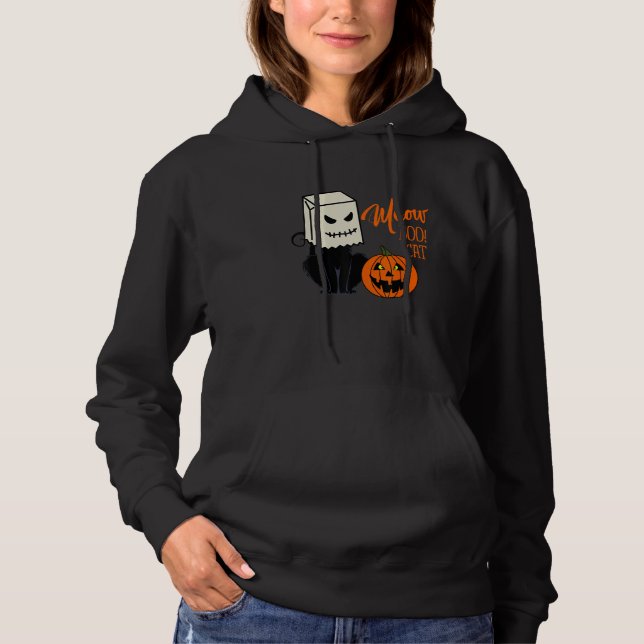 Pull À Capuche Cool Halloween Meow Boo Boo Cat Illustration Graph (Devant)
