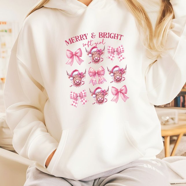 Pull À Capuche Coquette de Noël rose arcs et vaches (Créateur téléchargé)